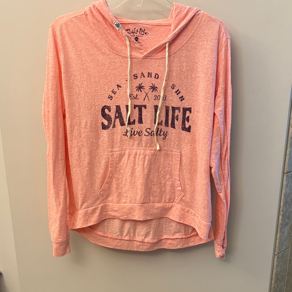 Women’s Medium Lightweight Salt Life Peach Pullover Hoodie